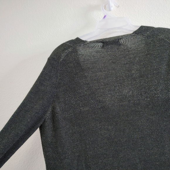 ZARA Knit Midi Dress Size M Charcoal Gray V-Neck Long Sleeve Asymmetrical - Picture 15 of 15